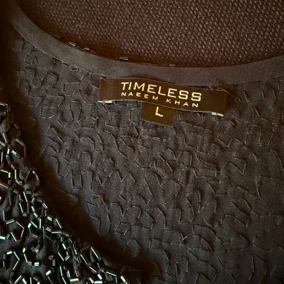 Naeem Khan Timeless Women's Black Fully Beaded Silk Jacket size L - Picture 6 of 6